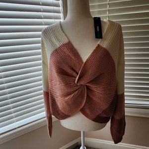 Reversible coral and ivory brand new sweater